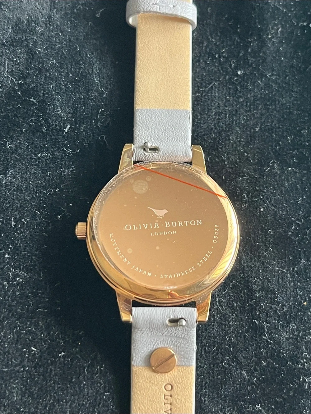 OLIVIA BURTON Gold Floral Dial Watch with White Strap